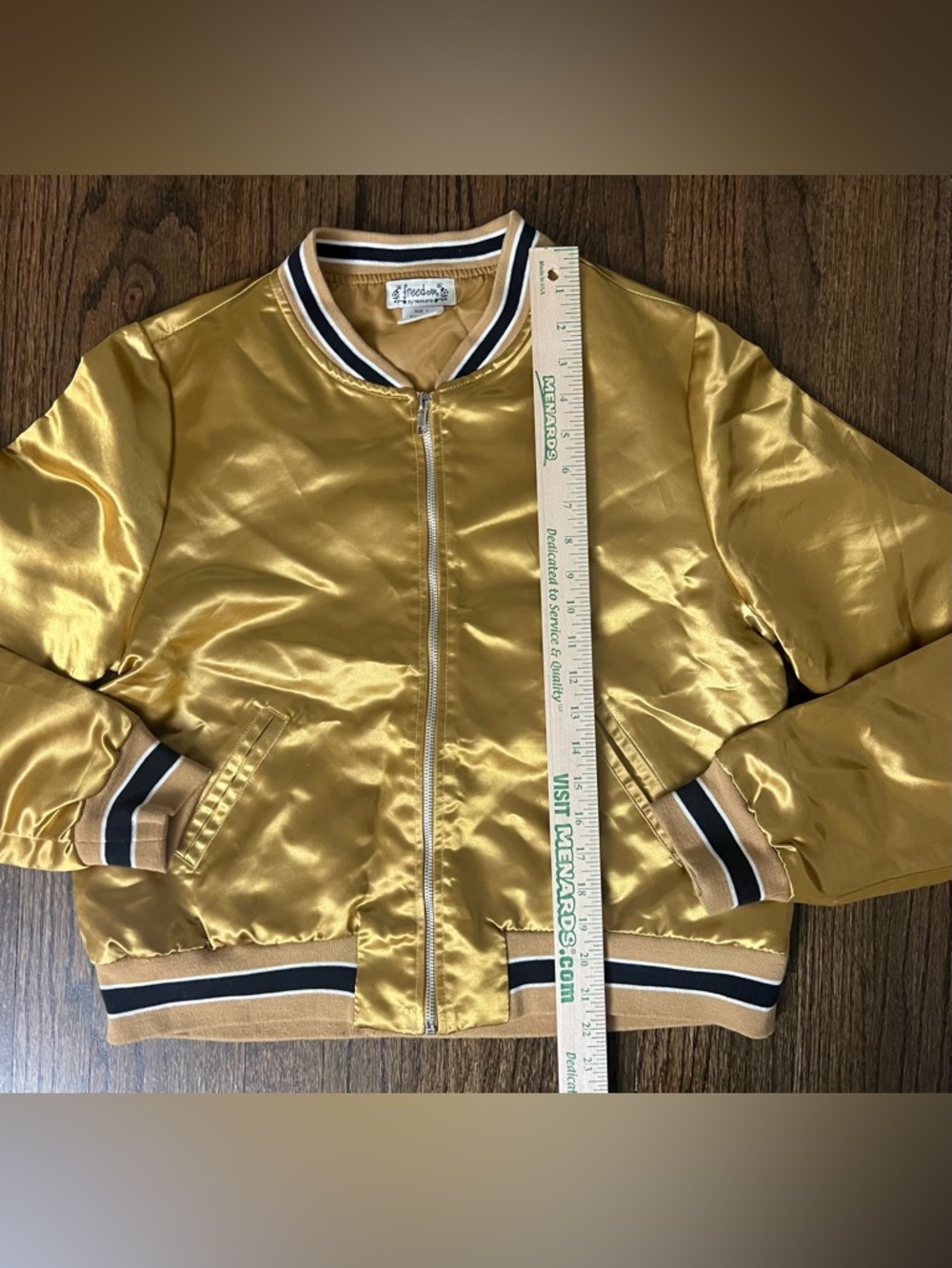 Next Era Gold Satin Bomber Jacket - Picture 2 of 4